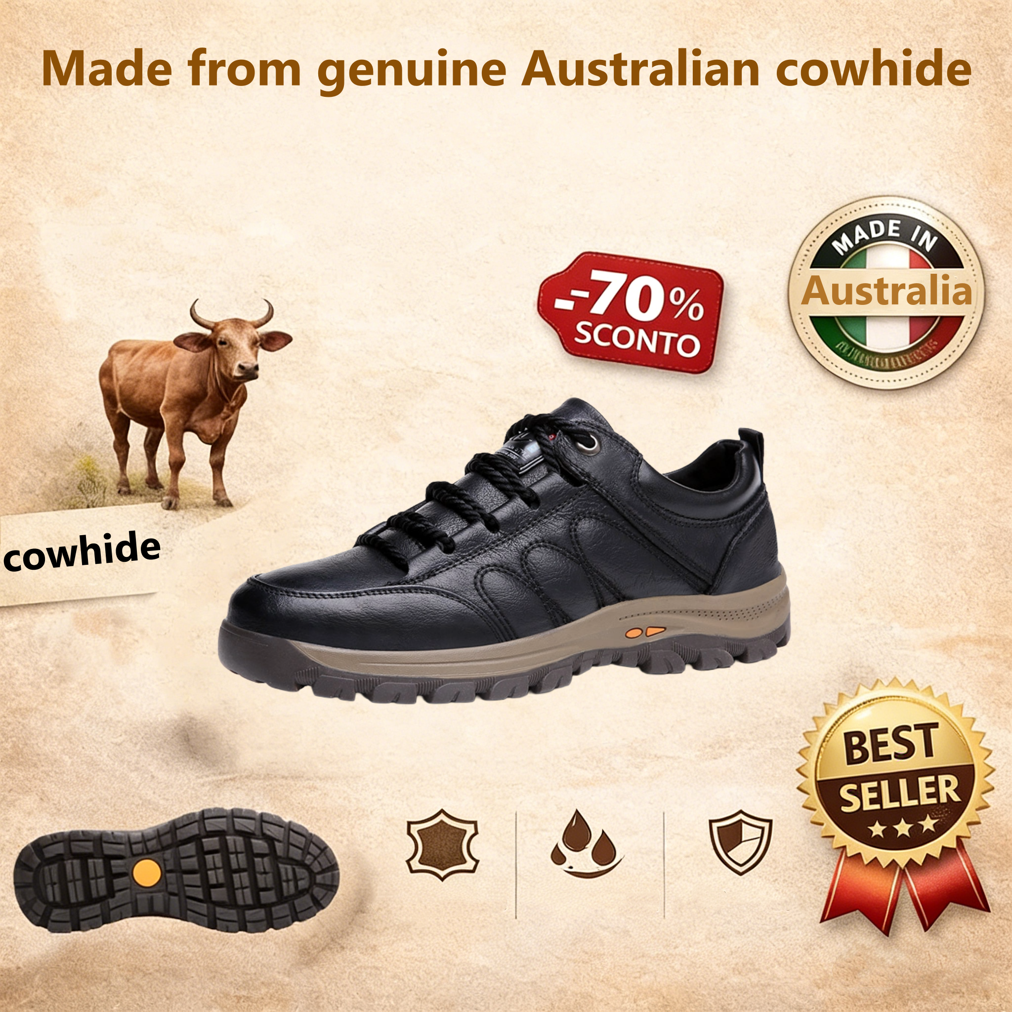 【⏰Limited time offer: 70% off – Don't miss it!】Ergonomic orthopedic shoes – ✅️Corrects posture while walking and relieves foot pain – Newly improved waterproof and anti-slip 👞Selected Australian leather