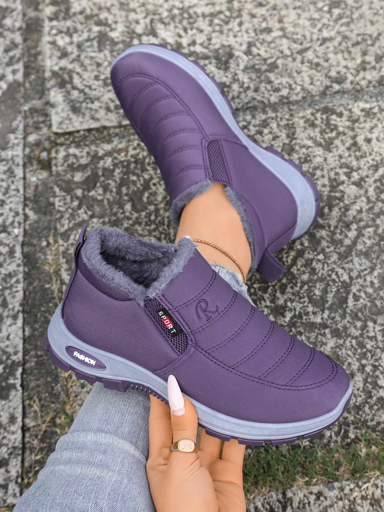 Winter fleece-lined cotton shoes