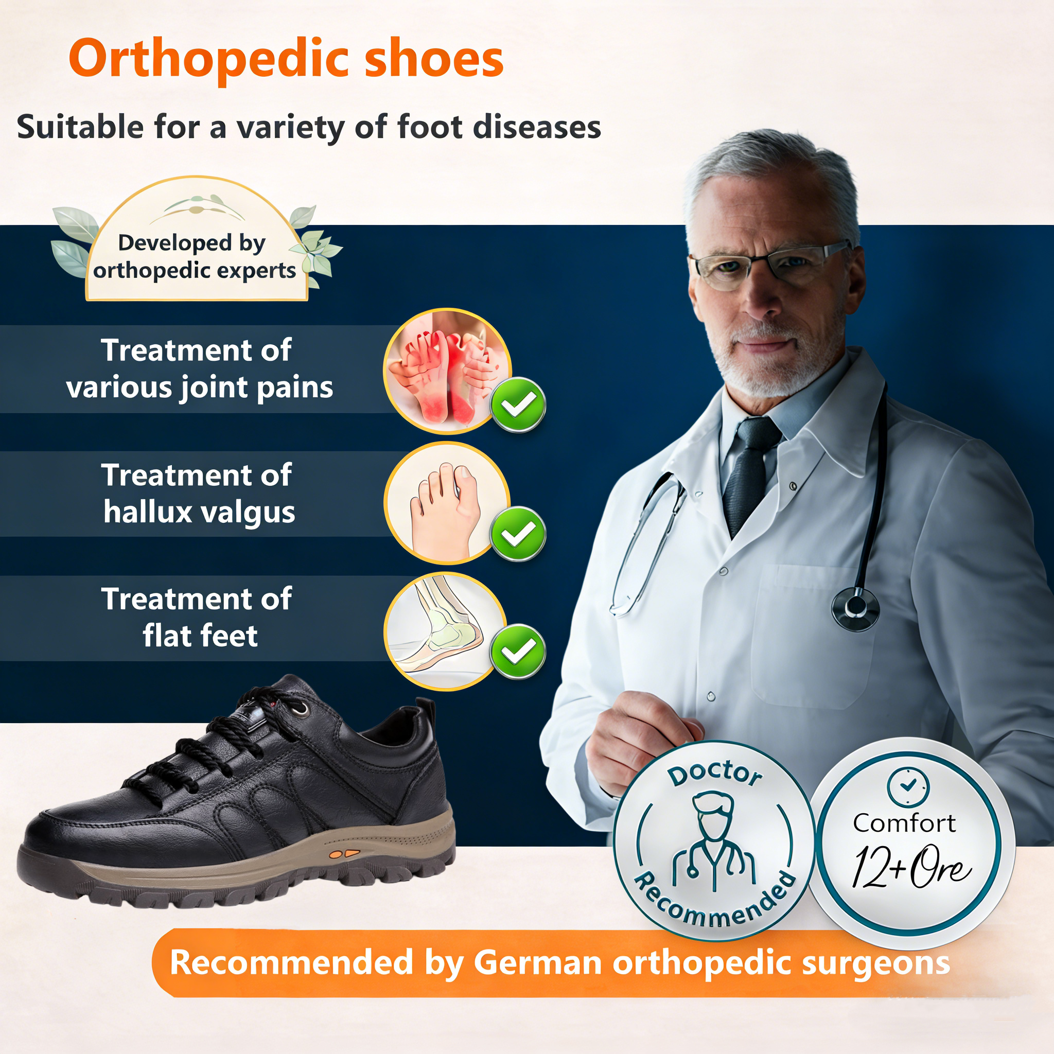 【⏰Limited time offer: 70% off – Don't miss it!】Ergonomic orthopedic shoes – ✅️Corrects posture while walking and relieves foot pain – Newly improved waterproof and anti-slip 👞Selected Australian leather