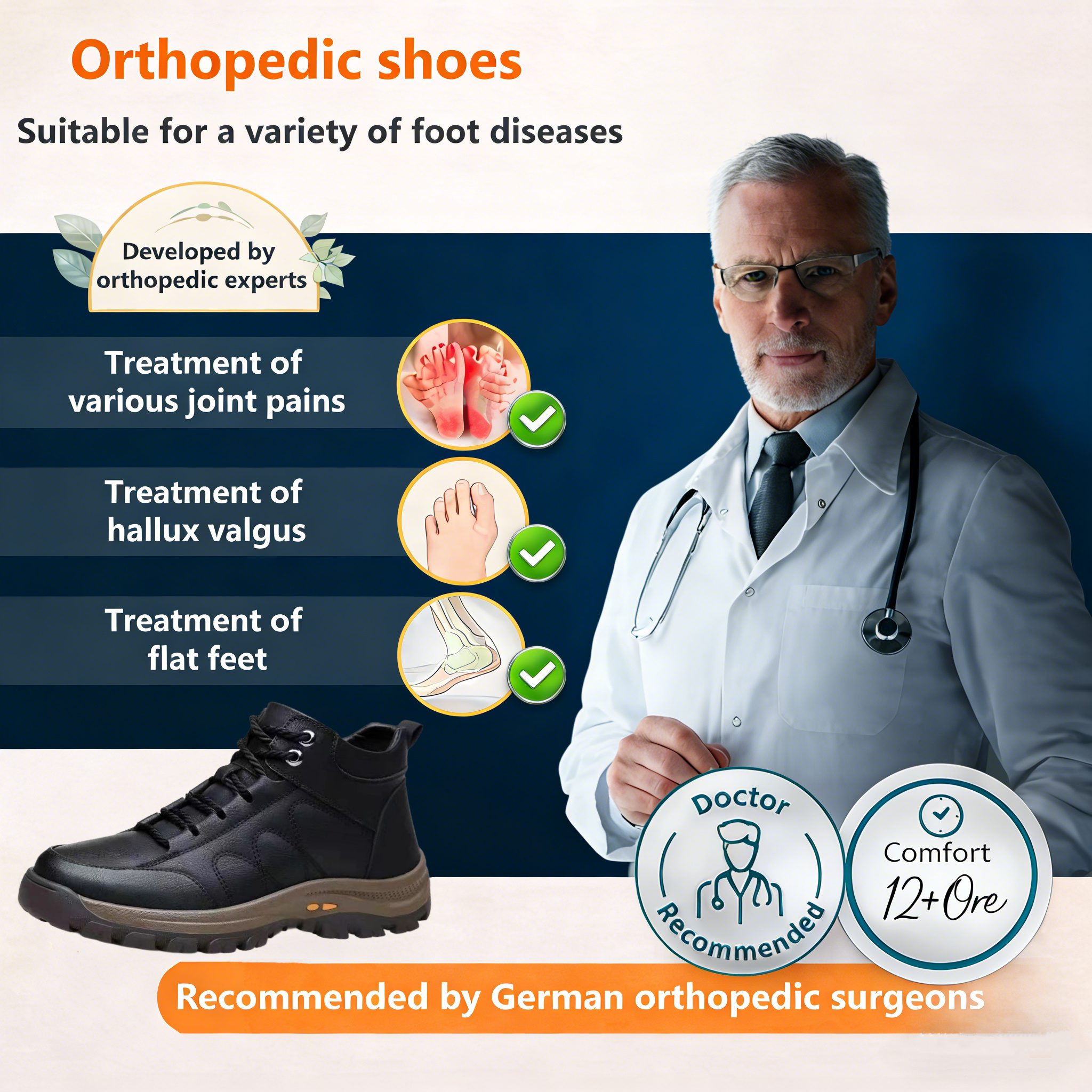 【⏰Limited time offer: 70% off – Don't miss it!】Ergonomic orthopedic shoes – ✅️Corrects posture while walking and relieves foot pain – Newly improved waterproof and anti-slip 👞Selected Australian leather