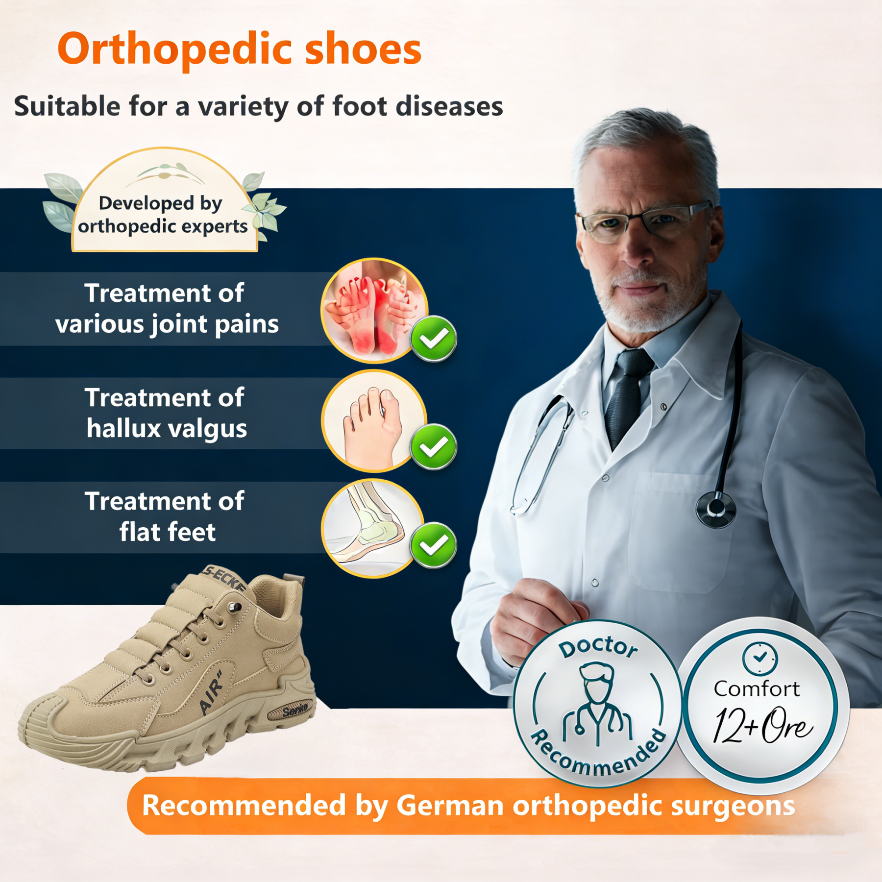 【⏰Limited Time 50% Off - Don't Miss It】Ergonomic Orthopedic Shoes - ✅️ Posture Correction While Walking - Waterproof and Anti-Slip 👞 Selected Australian Leather