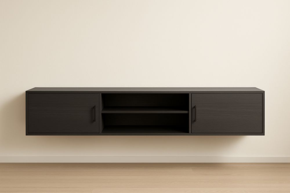 Mobile TV sospeso in MDF Nero Opaco 120x30x25 cm-Roomcraftor