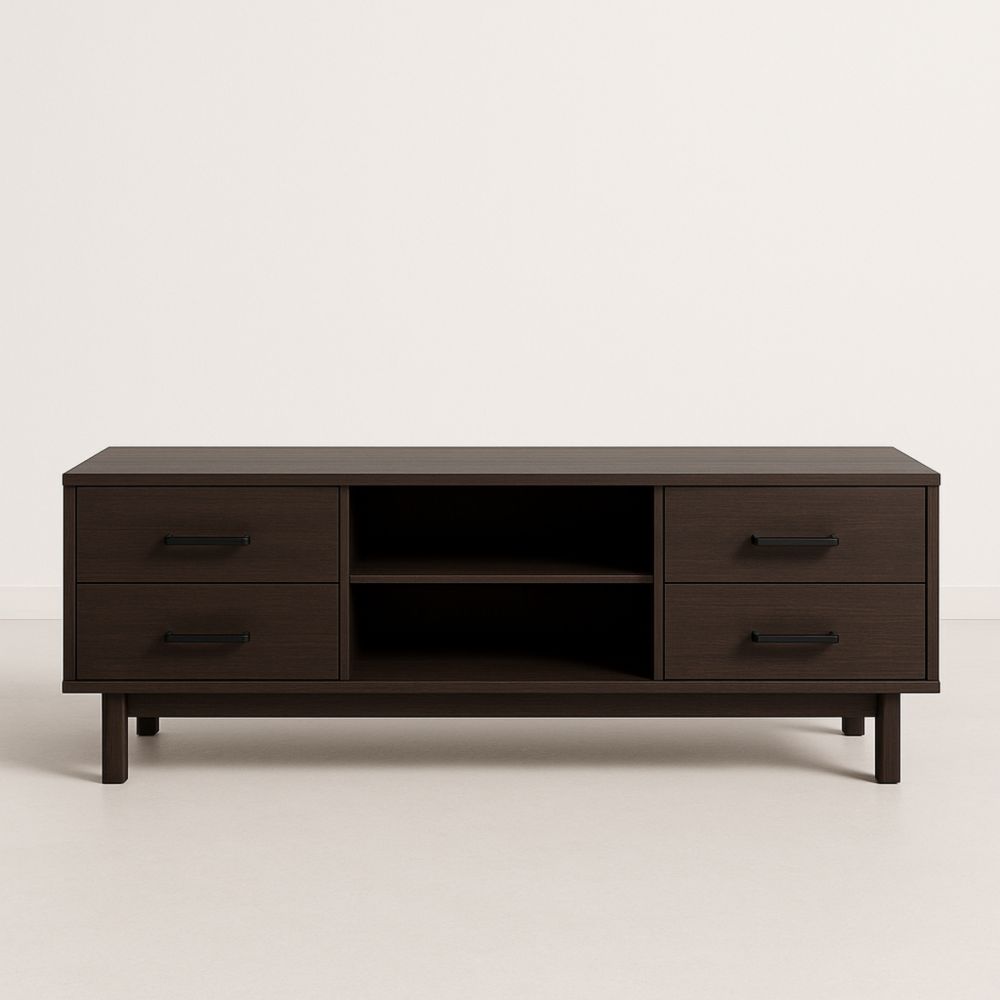 Mobile TV in MDF marrone con 4 cassetti e 2 ripiani 120x40x50 cm-Roomcraftor