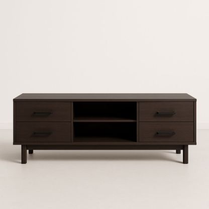 Mobile TV in MDF marrone con 4 cassetti e 2 ripiani 120x40x50 cm-Roomcraftor