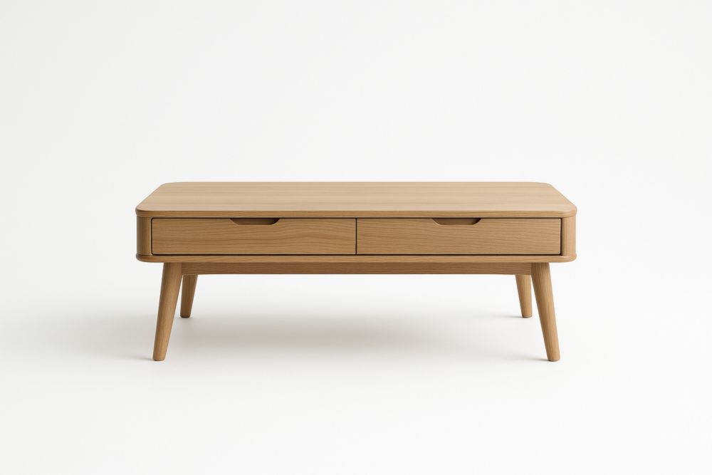 Tavolino da caffè in legno di quercia con cassetti 120cm x 60cm x 40cm-Slowarranged