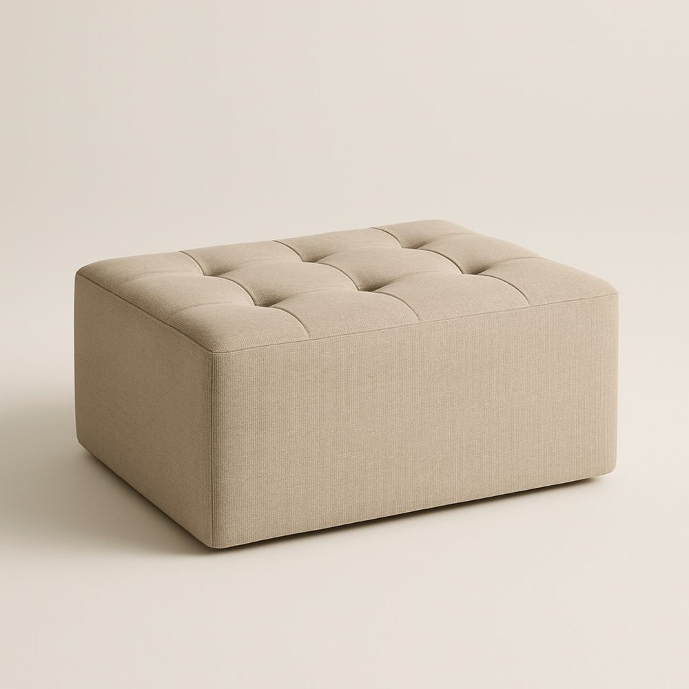 Poggiapiedi Rettangolare in Tessuto Beige 60x40x30 cm-Slowarranged