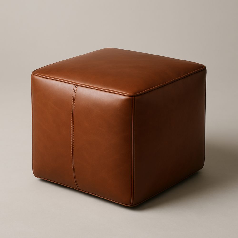 Pouf Cubo in Pelle Sintetica Marrone 40x40x40 cm-Slowarranged