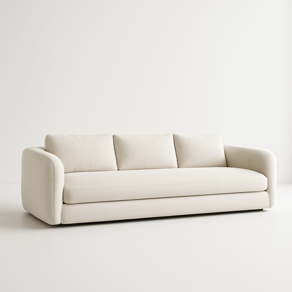 Divano a tre posti in tessuto beige-Dwellanero