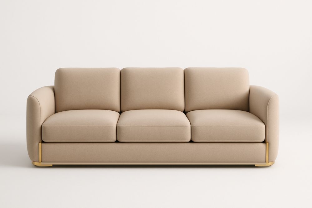 Divano 3 posti in poliestere Beige-Dwellanero