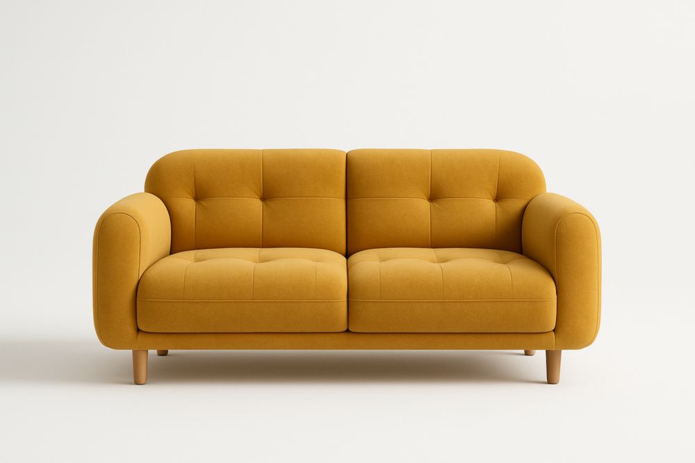 Divano due posti in tessuto giallo 140x85x75 cm-Moderlivio