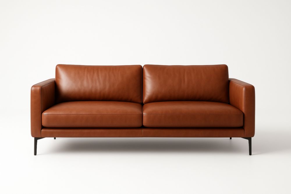 Divano 2 posti in pelle con gambe in metallo-Moderlivio
