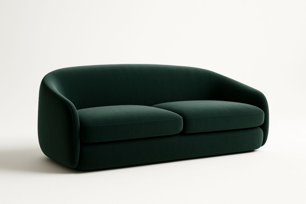 Divano in Velluto Verde Scuro a 2 Posti-Moderlivio