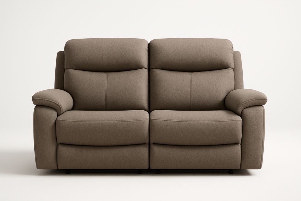 Divano a 2 Posti Reclinabile in Tessuto Marrone-Moderlivio