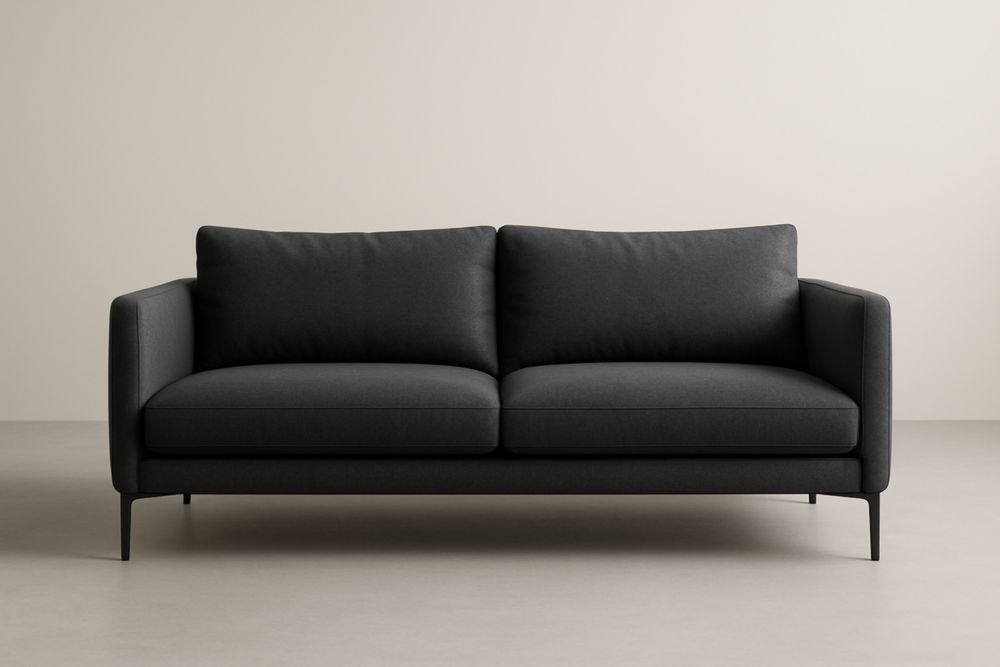 Divano due posti in tessuto grigio con struttura in metallo-Moderlivio