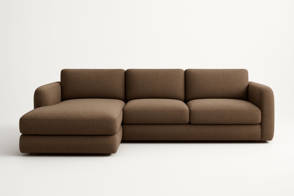 Divano angolare in tessuto Poliestere marrone 250x150x85 cm-Moderlivio