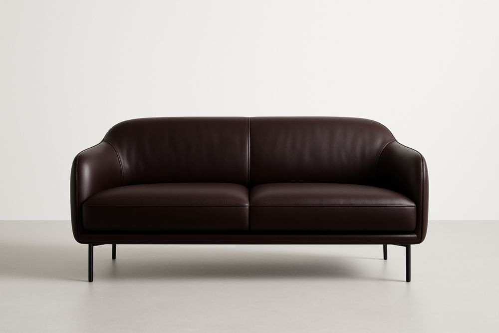 Divano in Pelle Sintetica Marrone Scuro 2 Posti con Struttura in Metallo-Moderlivio