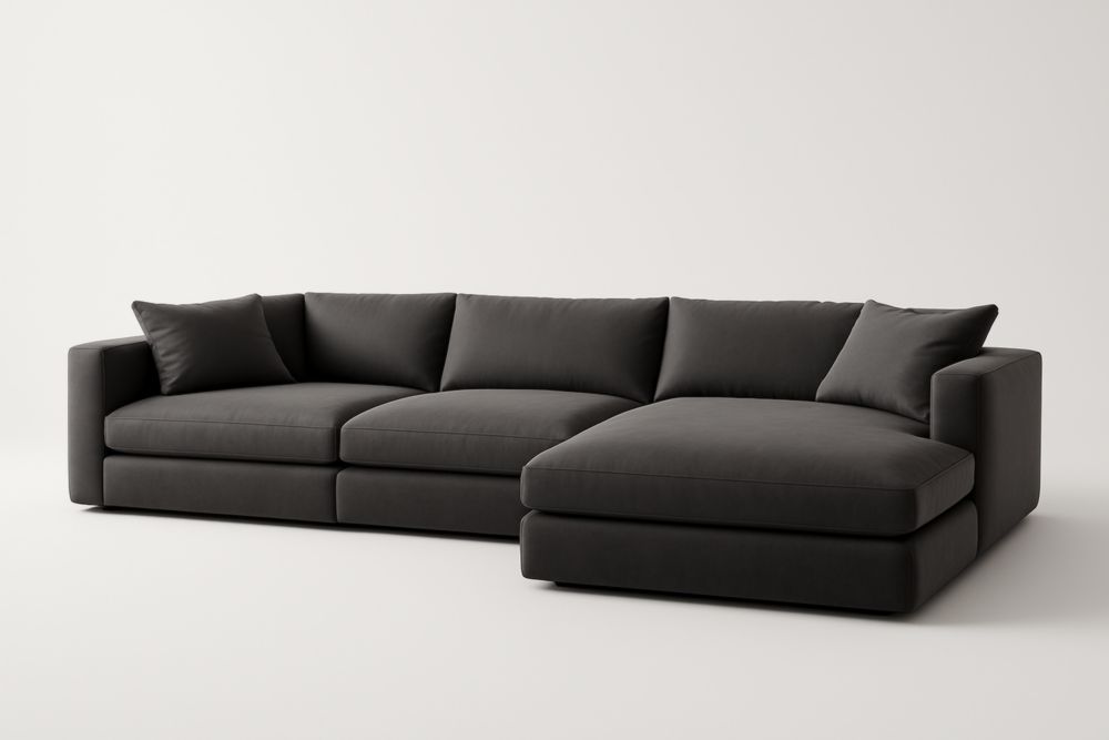 Divano angolare in poliestere Antracite 294 cm-Moderlivio