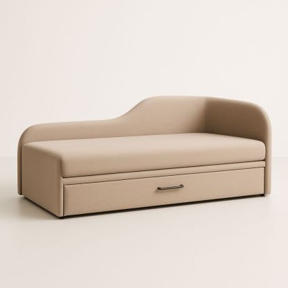 Divano Letto con Contenitore in Tessuto Beige-Livornestco