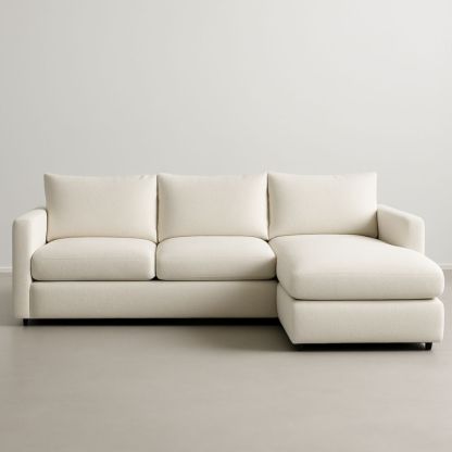 Divano Angolare 3 Posti in Tessuto Crema con Chaise Longue-Livornestco