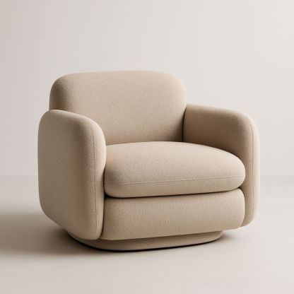 Poltrona in Tessuto Beige 100% Poliestere-Dwellanora