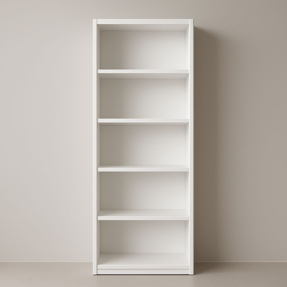 Libreria in MDF con 5 ripiani in Bianco 180x60x30 cm-Dwellanora