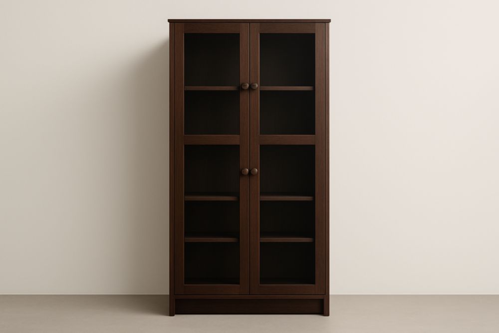 Libreria in Legno con Ante in Vetro Marrone 200x80x40 cm-Dwellanora