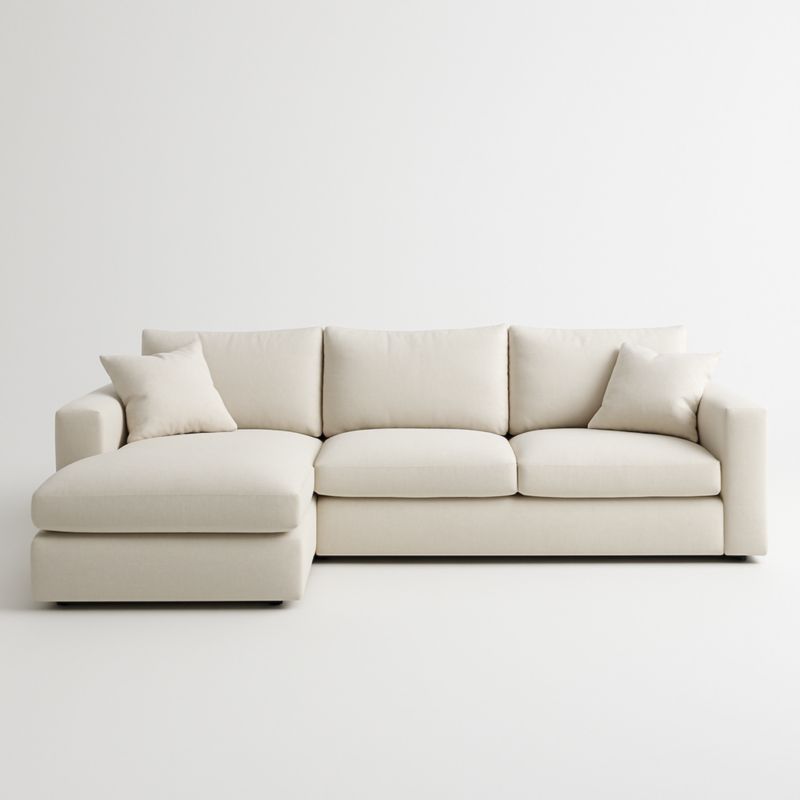 Canapé d'angle en bois et polyester beige 300x150x90 cm