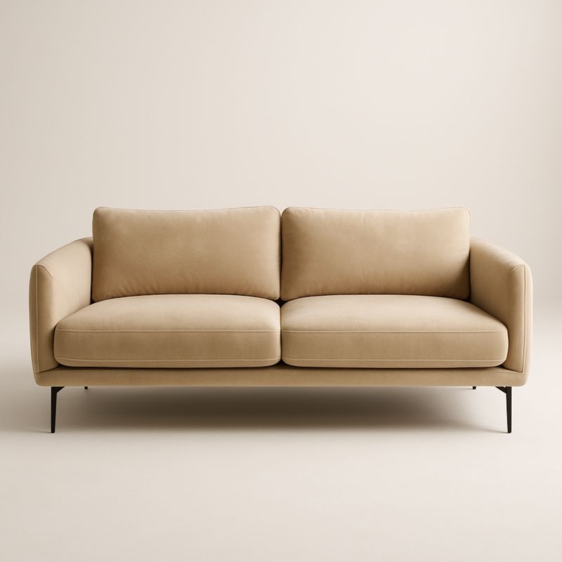 Canapé 2 places en velours beige avec pieds en métal