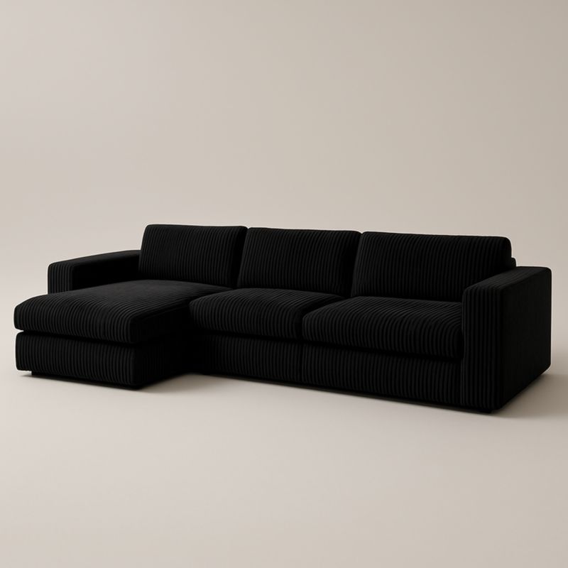 Canapé d'angle en velours côtelé Noir