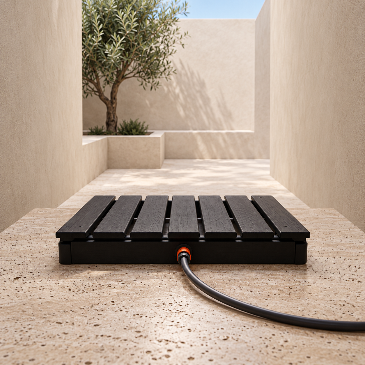 Portable Step-Activated Outdoor Shower Platform
