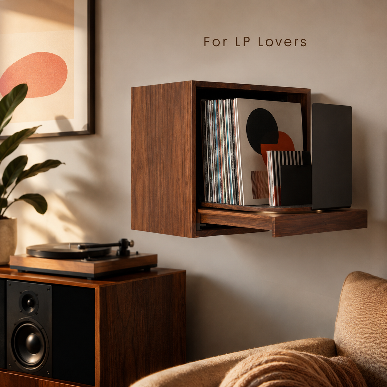 360° Rotating Vinyl Record Display Cabinet