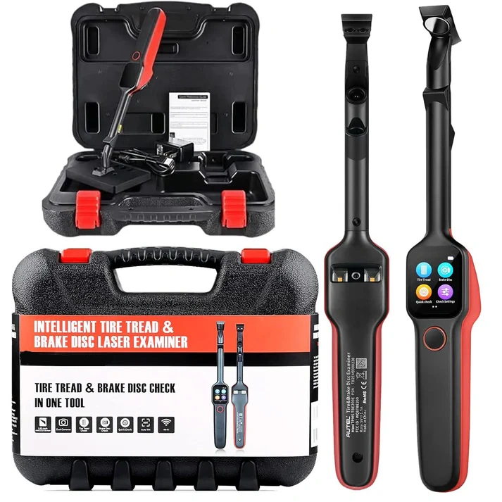 Laser tire tread depth and brake disc measuring instrument