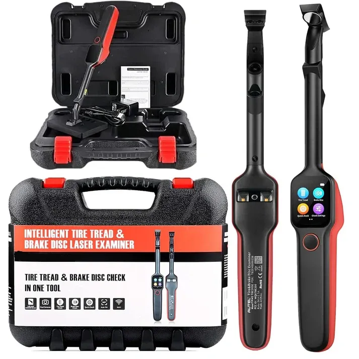 Laser tire tread depth and brake disc measuring instrument