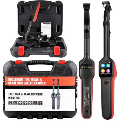 Laser tire tread depth and brake disc measuring instrument