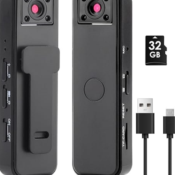 Mini Body Camera – 1080P Wearable Recorder with 32GB Card & Rotating Lens