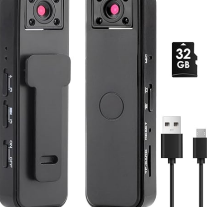 Mini Body Camera – 1080P Wearable Recorder with 32GB Card & Rotating Lens