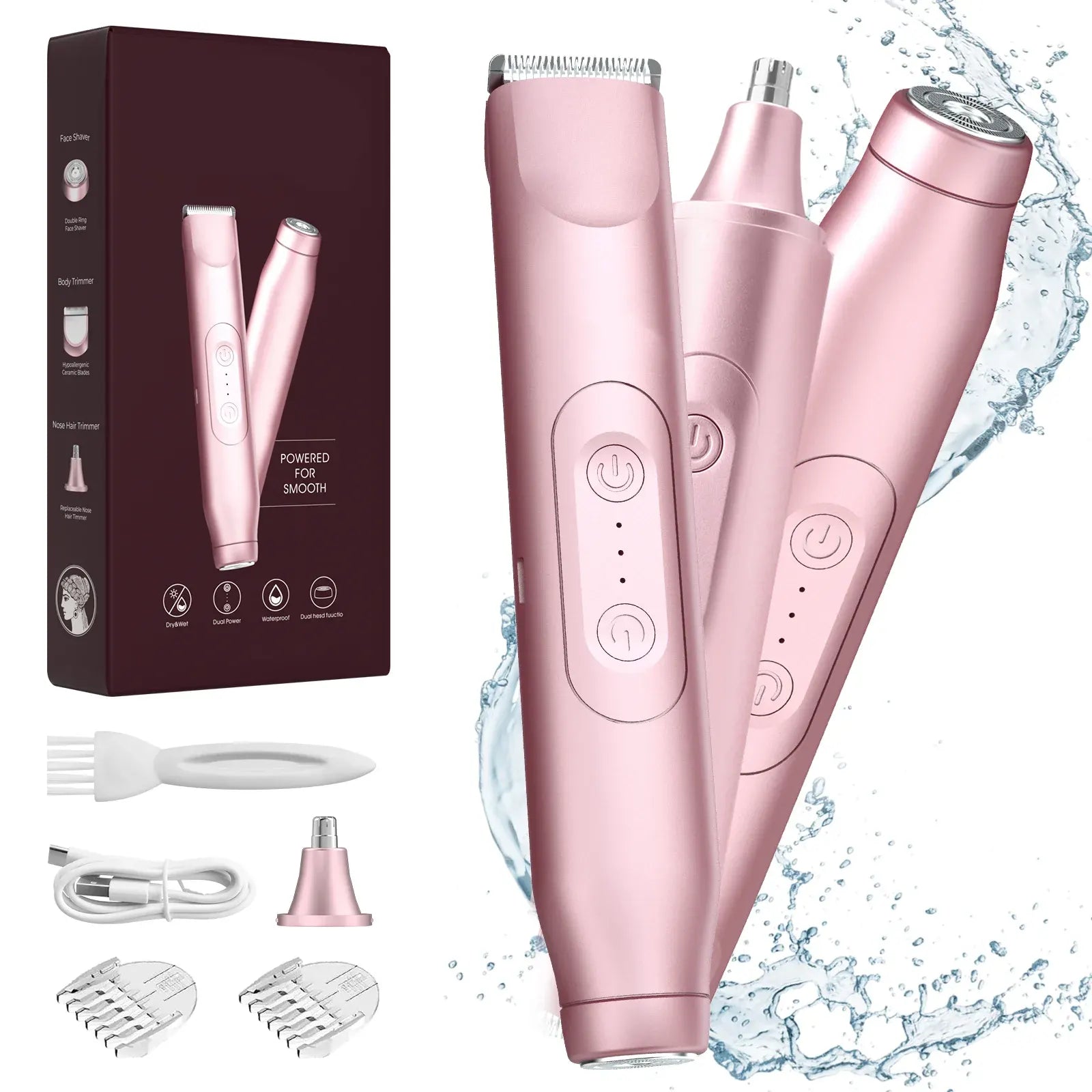 3-in-1 Portable Women's Bikini Trimmer & Shaver – Dual-Head Design
