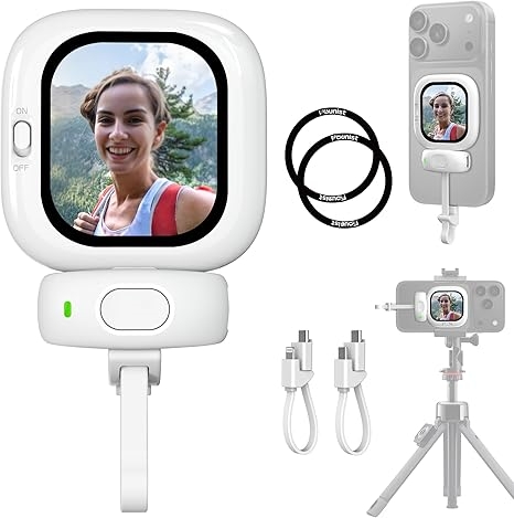 📱 RearCam View: iPhone Wired Selfie Monitor | Clip-On Screen for Back Camera Vlogging & Live Streaming