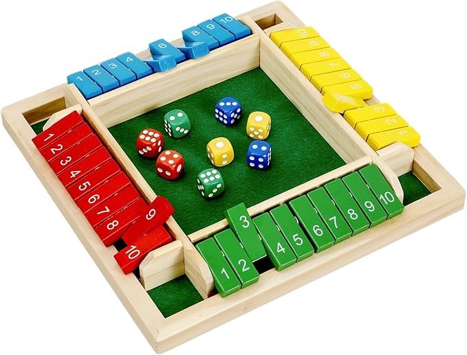 Classic Shut The Box Dice Game | Solid Wood Family & Pub Game for 1-4 Players