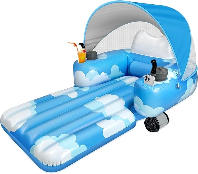 Electric pool float with canopy