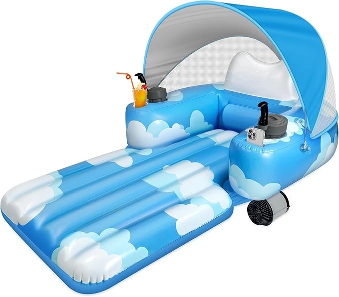 Electric pool float with canopy
