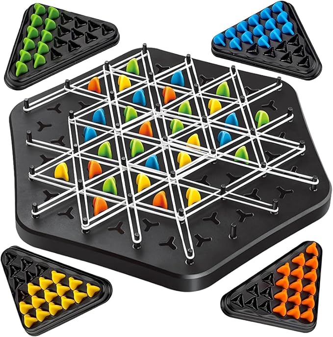 Triangle Tension: The Strategic Rubber Band Board Game for 2-4 Players