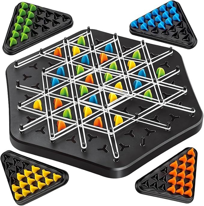Triangle Tension: The Strategic Rubber Band Board Game for 2-4 Players