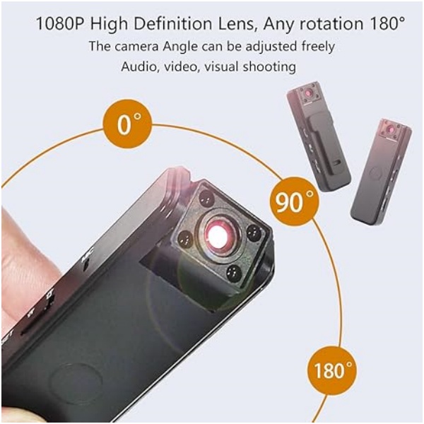 Mini Body Camera – 1080P Wearable Recorder with 32GB Card & Rotating Lens