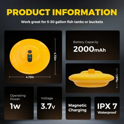 Floating Bait Aerator | IPX7 Waterproof & 14-Hour Run Time for Live Bait Buckets