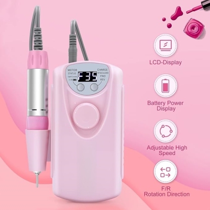 Professional Cordless Nail Drill | 35000 RPM Rechargeable E-File with LCD Display
