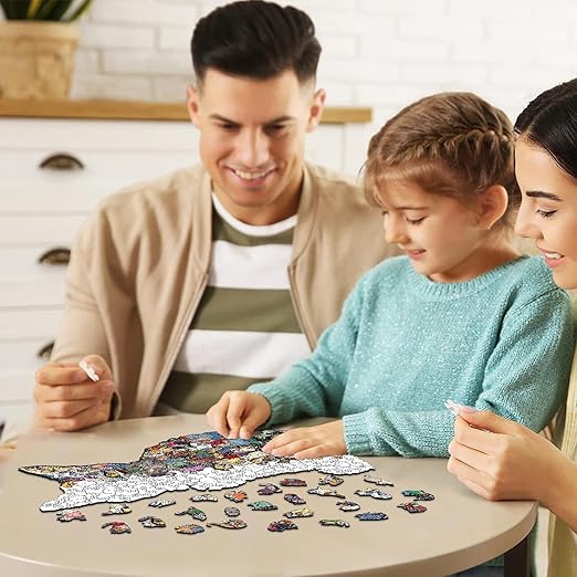 Wooden Puzzle & Money Bank Set | 194-Piece Irregular Space-Themed Educational Game for Adults & Kids