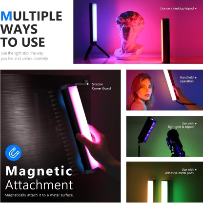 Handheld Magnetic RGB Light : 17 Scenes + App Control