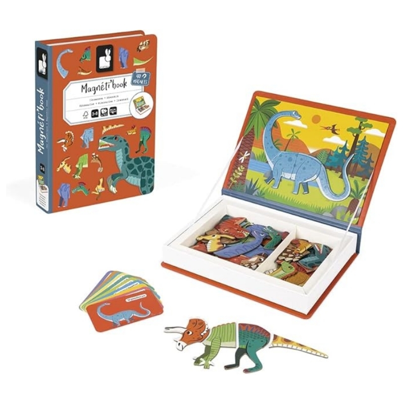 Mix & Match Dinosaur Magnetic Puzzle Book | Portable Learning Game for Kids 3+
