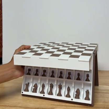 Folding bookshelf chess board game set